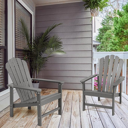 Stackable Adirondack Chairs Set of 2, Space Saving HDPE All-Weather Fire Pit Chair for Outdoor Lawn Porch Deck