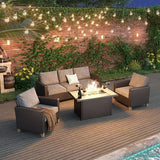 Grand patio Sofa Sets 6 Pieces Conversation Set with Fire Pit Table - Photo 2
