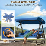 3 in 1 Outdoor Porch Swing with Adjustable Canopy, 3 Seat Outdoor Swing for Adults - Photo 4