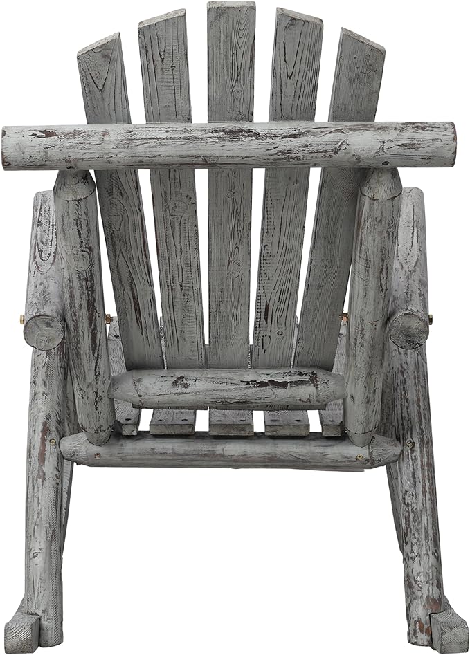 Patio Wooden Rocking Chair, High Back Wood Rocker Accent Chairs, Durable Porch Rocker Chair with Wide Seat, Patio Rockers for Outdoor & Indoor, Garden, Porch (Vintage Grey)