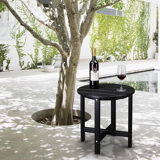 Patio Side Table, Pool Composite Patio Table, HDPE End Tables for Backyard, Pool, Indoor Companion - Photo 2