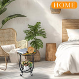 Outdoor Side Table Round Small Mosaic Patio Accent Indoor End Plant Coffee Tea Table for Yard Patio Porch Garden Living - Photo 6