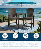 FOOWIN Tall Adirondack Chair Set of 2, All Weather HDPE Bar Height Adirondack Chair with Double Connecting Trays - Photo 3