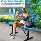 Heavy Duty Metal Park Bench for Outside, Outdoor Garden Benches with Backrest & Portable Frame - Photo 3