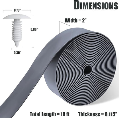 Vinyl Straps for Patio Chair Repair Kit 2'' Wide 10 Ft Long Replacement Straps + 10 Free Rivets for Outdoor Lawn Furniture Chaise Lounge Repair (Grey)