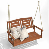 Furinno TIOMAN Porch Swing, 2-Seater Outdoor Hanging Wooden Swing with Chain in Teak Oil, for Patio, Garden, Porch - Photo 1