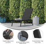 Flash Furniture Brazos Adjustable Chaise Lounge Chair, Outdoor Five-Position Recliner, All Weather, Black/Black - Photo 4