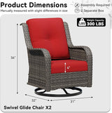 Swivel Rocker Patio Chairs Set of 2 - Outdoor Wicker Patio Furniture Set 2 Pieces with Thickened Olefin Cushions - Photo 2