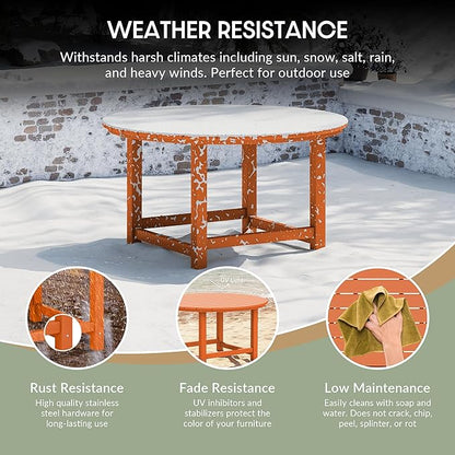 WestinTrends Dylan 5-Piece Outdoor Patio HDPE Adirondack Chair with Round Coffee Table Conversation Set, Orange