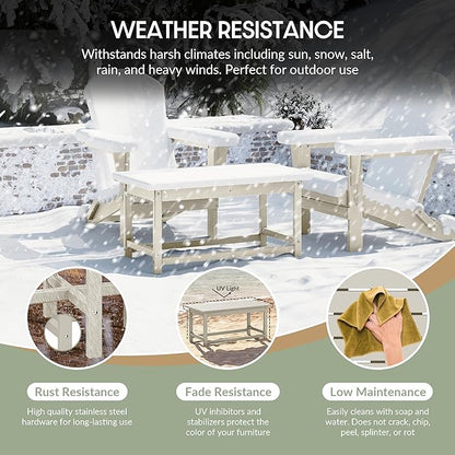 WestinTrends Malibu Outdoor Coffee Table, 35" x 17.5" All Weather Poly Lumber Patio Adirondack Coffee Table for Garden Lawn Porch Balcony, Sand