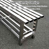 Outdoor Bench 304 Stainless Steel Metal, Garden Bench with Storage Shelf for 2-3 Person Seat 1102Ib High Capacity - Photo 7