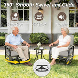 Gotland 5 Piece Patio Set, Aluminum Outdoor Swivel Chairs Set of 2 with 2 Ottoman 5.1’’ High-Resilience Seat Cushions - Photo 3