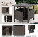 Tangkula Outdoor Table with Hole, Patio Umbrella Table with 2 Sand Bags, 1.93" Umbrella Hole, Metal Frame, PE Wicker - Photo 8