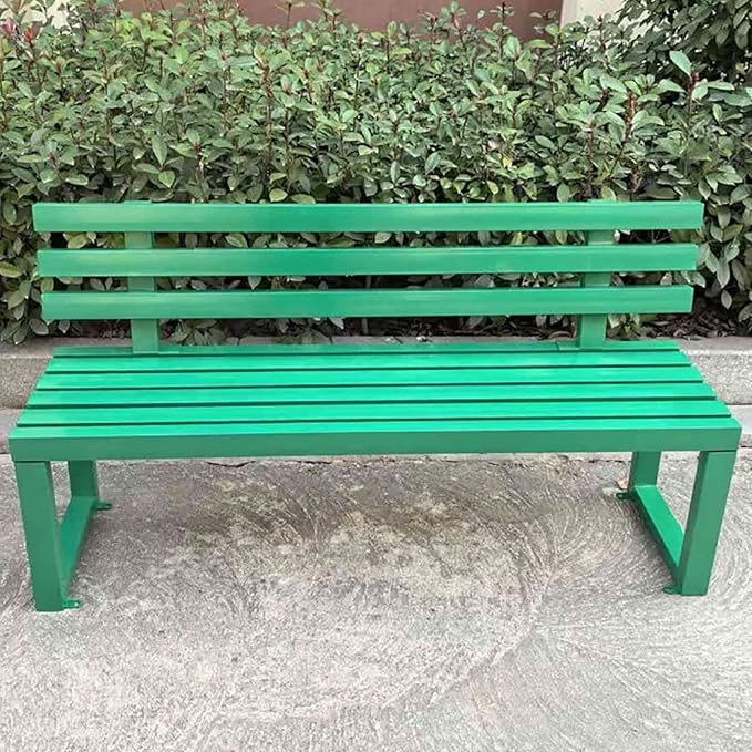 Outdoor Metal Garden Bench, Patio Park Benches Weatherproof, Colorful Front Porch Bench with Backrest, for Outside, Porch, Backyard, Lawn, Balcony(Green,150cm/59in)