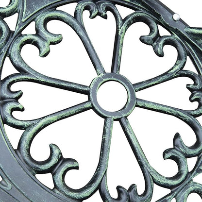Antique-Style Metal Garden Bench with Back and Armrests