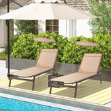 Giantex Outdoor Chaise Lounge Chair with Sunshade, 6 Adjustable Position, Sturdy Metal Frame, Cup Holder - Photo 2