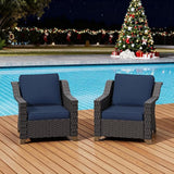 Patio 2 Pieces Wicker Chairs Set of 2，Outdoor PE Rattan Armchairs - Photo 1