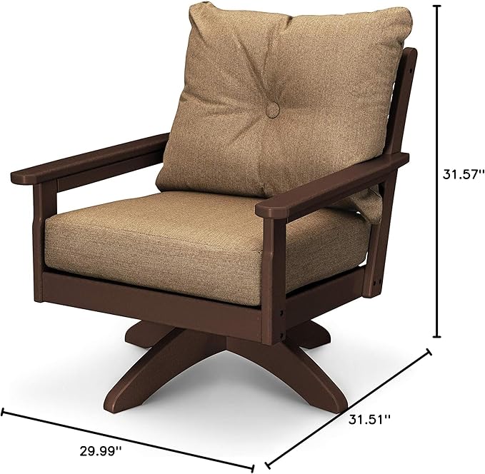 POLYWOOD® Vineyard Deep Seating Swivel Chair in Mahogany/Sesame - Photo 2