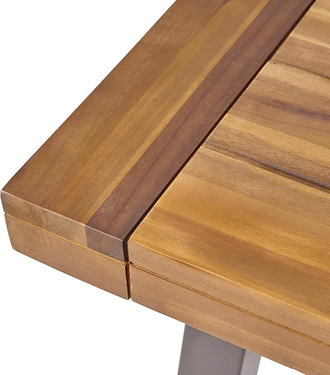 Merax Outdoor Dining Table for 8 Person, Rectangle Weather Resistant Patio Furniture for Yard, Garden, and Lounge, Teak