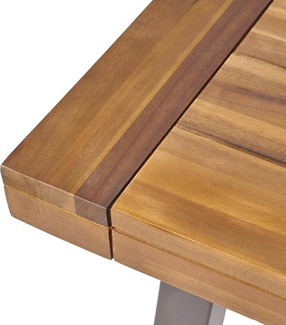 Merax Outdoor Dining Table for 8 Person, Rectangle Weather Resistant Patio Furniture for Yard, Garden, and Lounge, Teak