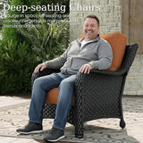 3 Piece Patio Furniture Set, All-Weather Wicker Outdoor Conversation Set with Rattan Chair and 6 Inch Thick Cushions - Photo 3