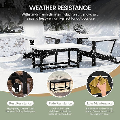 WestinTrends Malibu Outdoor Coffee Table, 35" x 17.5" All Weather Poly Lumber Patio Adirondack Coffee Table for Garden Lawn Porch Balcony, Black