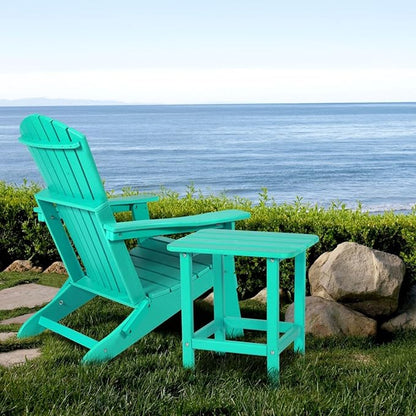 Aoodor 19'' Adirondack Side Table, Rectangular HDPE End Table, Weather Resistant and Easy Maintenance, Aruba