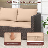 Tangkula 3 Seat Outdoor Wicker Sofa Set, Modular PE Rattan Patio Cushioned Sectional Couch Set - Photo 8