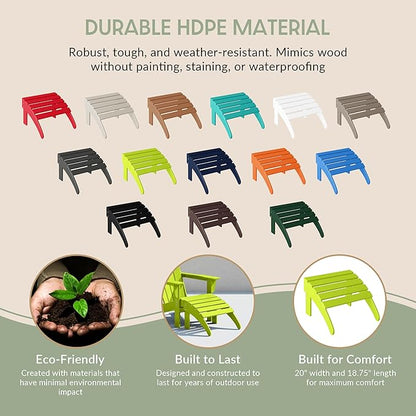 WestinTrends Outdoor Patio Adirondack Ottoman Foot Rest, All Weather Poly Lumber Foot Stool for Adirondack Chair, Widely Used for Outside Porch Pool Lawn Backyard, Lime