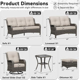 7 Piece Outdoor Wicker Patio Furniture Set, Outdoor Swivel Rocker Patio Chairs Set with Thickened Olefin Cushions - Photo 2