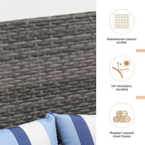 SUNSITT Outdoor Furniture 3 Seats Patio Couch, Outdoor Wicker Sofa, Grey PE Wicker with Grey Cushions & Lumbar Pillows - Photo 6