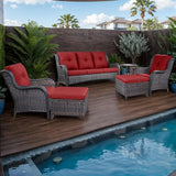HUMMUH 6 Pieces Patio Furniture Set Wicker Patio Chairs Set of 2 with Sofa Ottomans Side Table Outdoor Furniture - Photo 1