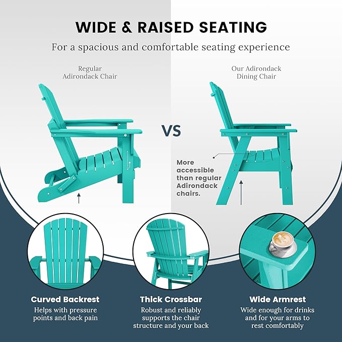 WO WESTIN OUTDOOR HDPE Altura Adirondack Dining Chair,Turquoise