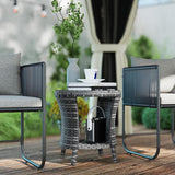Outsunny 18" Outdoor Wicker Coffee Table, 2-Tier Patio Side Table with Storage - Photo 2