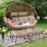 NICESOUL Double Egg Chair with Footstools & Cushions - Photo 1