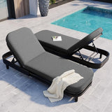 Merax Outdoor Lounge Chair Set of 2, Modern Aluminum Chaise Loungers with Premium Olefin Cushions - Photo 1