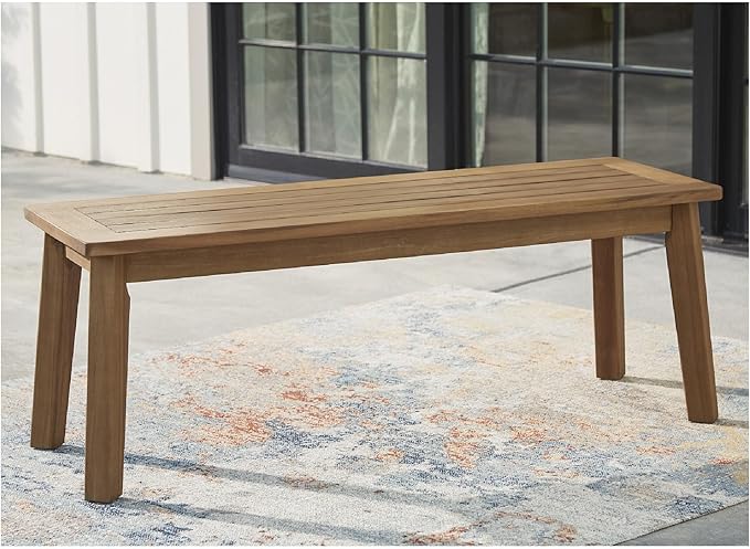 Signature Design by Ashley Janiyah Casual Outdoor Dining Bench, Light Brown - Photo 2