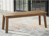 Signature Design by Ashley Janiyah Casual Outdoor Dining Bench, Light Brown - Photo 2