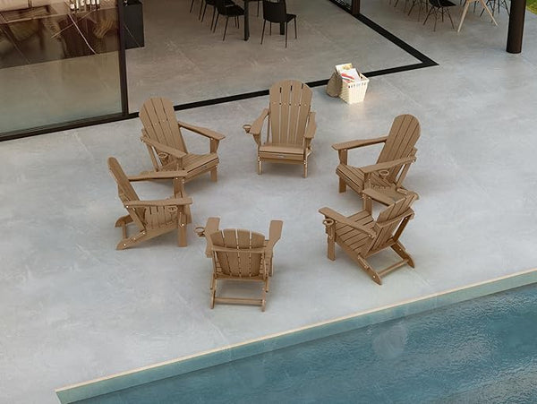 Ciokea Folding Adirondack Chair 6 Pack, Patio Adirondack Chair Weather Resistant, Plastic Fire Pit Chair with Cup Holder - Photo 1