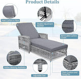 SOFTSEA Patio Rattan Chaise Lounge Chair, Outdoor Wicker Chaise Lounge with 4-Position Adjustable Backrest - Photo 5
