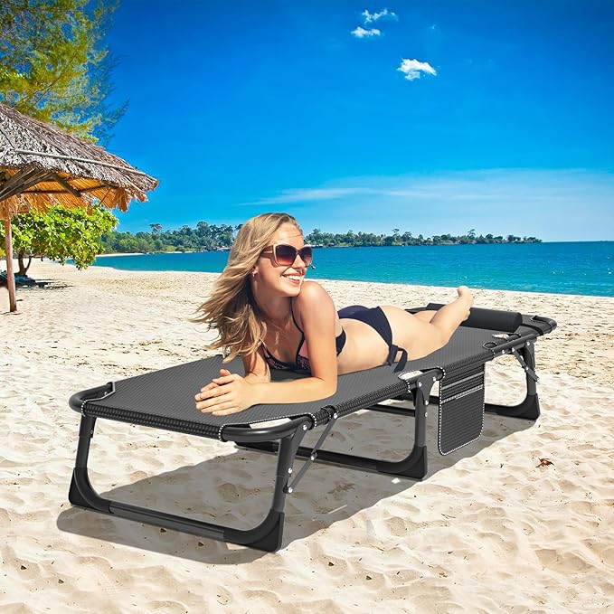 DoCred Heavy Duty Chaise Lounge Chair, Adjustable 5-Position Folding Chaise Lounge Chairs for Outside - Photo 2