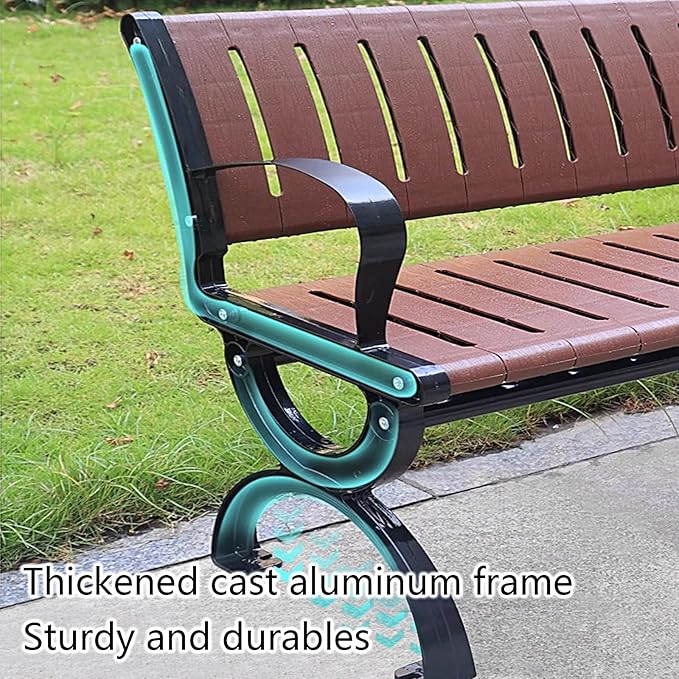 Metal Garden Benches for Outdoors Front Porch Chairs Weatherproof Patio Bench with Cast Aluminum Frame for Backyard, Deck, Lawn, Poolside, Outdoor Furniture(120 * 40 * 39cm)