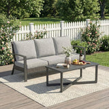 Green4ever Outdoor Furniture, 2 Pieces Patio Furniture Set with Coffee Table, Wicker Outdoor Couch with Cushions - Photo 1