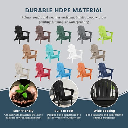 WO WESTIN OUTDOOR HDPE Laguna Outdoor Folding Poly Adirondack Chair (Set of 4), Black