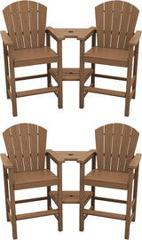 SERWALL Tall Adirondack Chairs Set of 4 with Double Layer Connecting Tray, HDPE Bar Height Outdoor Chairs - Photo 1