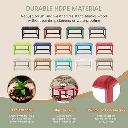 WestinTrends Malibu Low Outdoor HDPE Square Patio Coffee Table, Red
