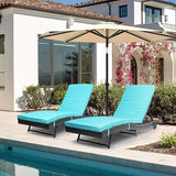 YITAHOME Rattan Lounge Chair Set of 2, Wicker Outdoor Chaise Lounge w/Wheels, Removable Cushion, 5-Position Backrest - Photo 7
