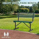 48" Metal Park Benches for Outside - Green Outdoor Benches Heavy Duty Garden Weatherproof Bench with Backrest - Photo 4