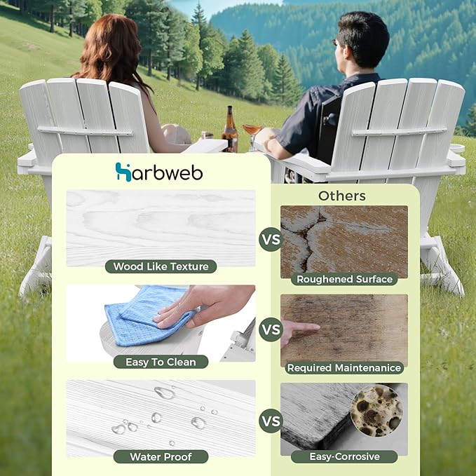 Folding Adirondack Chair Wood Texture 4 Pack, HDPE All-Weather Fire Pit Chairs - Photo 6