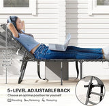 Outsunny Folding Chaise Lounge Chair Outdoor Tanning Chair with Side Table - Photo 4